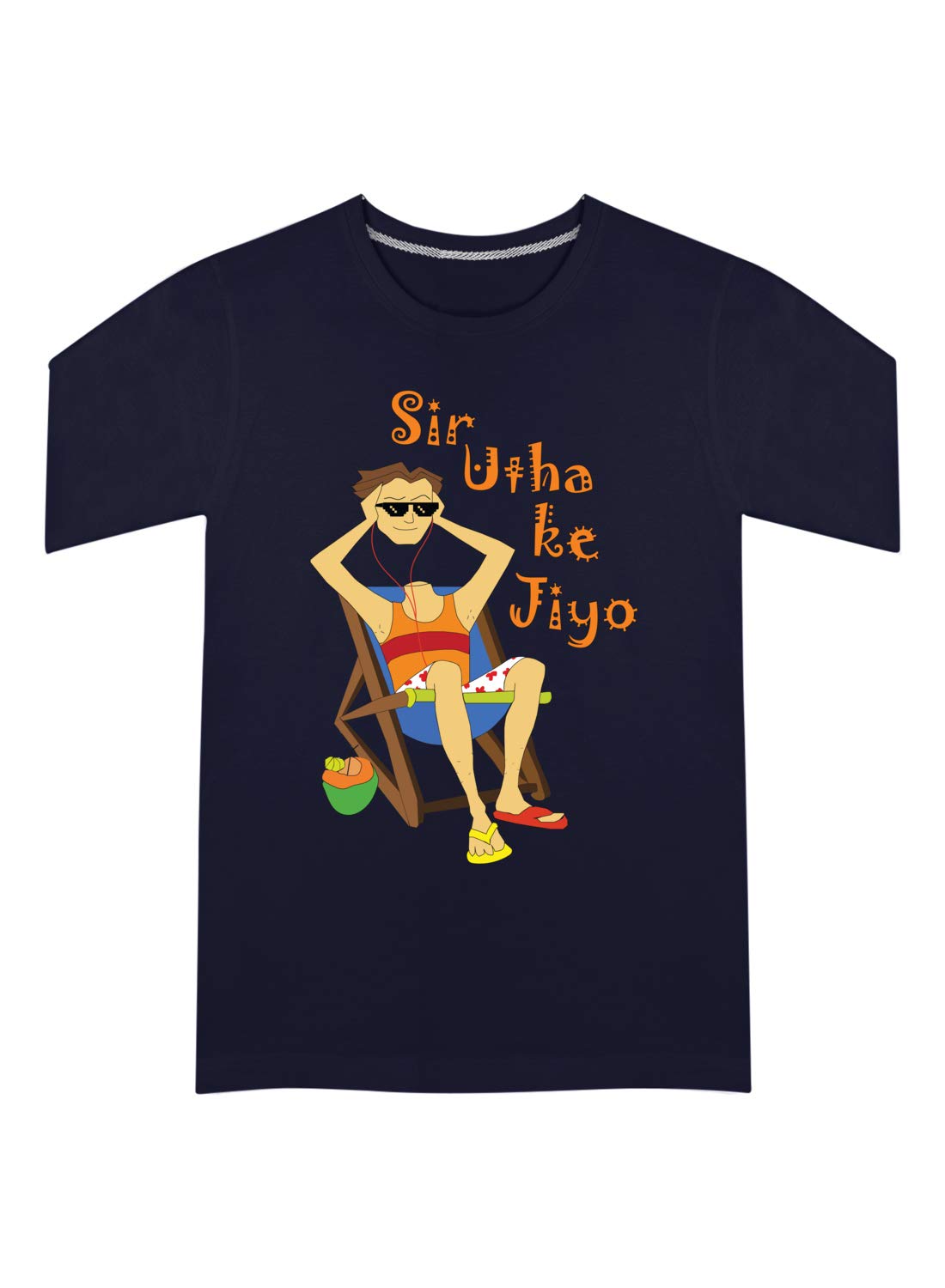CreativiT Graphic Printed T-Shirt for Unisex Chilled Out in Goa - Sir Utha Ke Jiyo Tshirt Tshirt | Casual Half Sleeve Round Neck T-Shirt | 100% Cotton | D00891-1