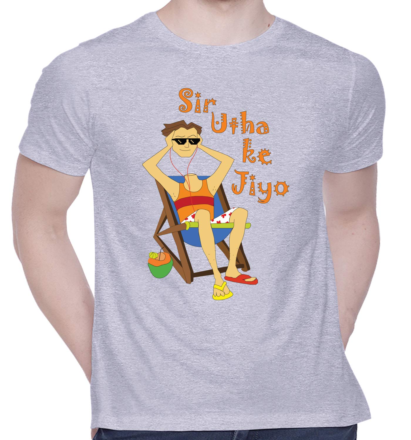 CreativiT Graphic Printed T-Shirt for Unisex Chilled Out in Goa - Sir Utha Ke Jiyo Tshirt Tshirt | Casual Half Sleeve Round Neck T-Shirt | 100% Cotton | D00891-1